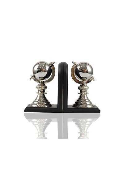 LAMEDORE GLOBE GUMUS SIYAH KITAP TUTUCU SET 13X10,5X19 CM