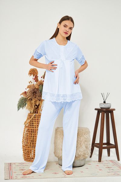 LORIAN'S Set Pijamale De Maternitate și Maternitate Ecru 3 Piese