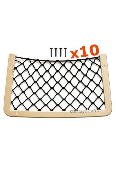 SomayStore Tekne Eşya Taşıyıcı Ceplik Eşya Filesi Bej 345x200mm 10 Adet