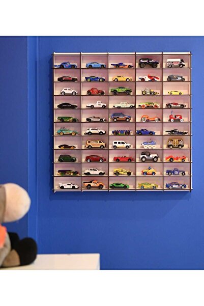 wudie Oyuncak Araba Rafı 50'li,Mobilya,Raf,montessori,Ahşap, (hotwheels Ve Ma...