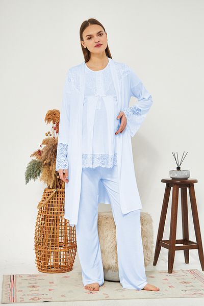 LORIAN'S Set Pijamale De Maternitate și Maternitate Ecru 3 Piese