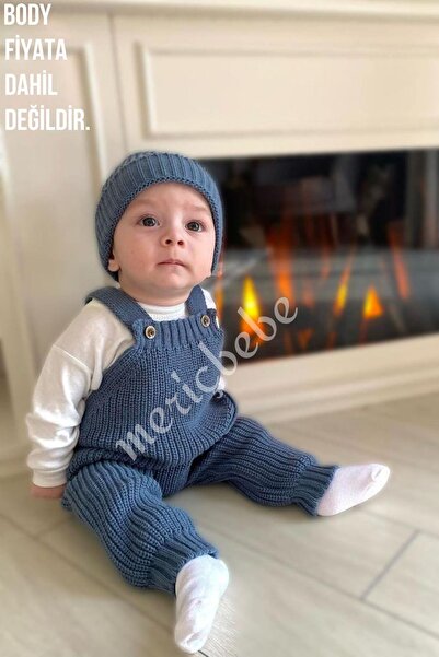 Meriç bebe Kız&Erkek Bebek Cep Detaylı Ayarlanabilir Askılı Selanik Örgü Şapk...