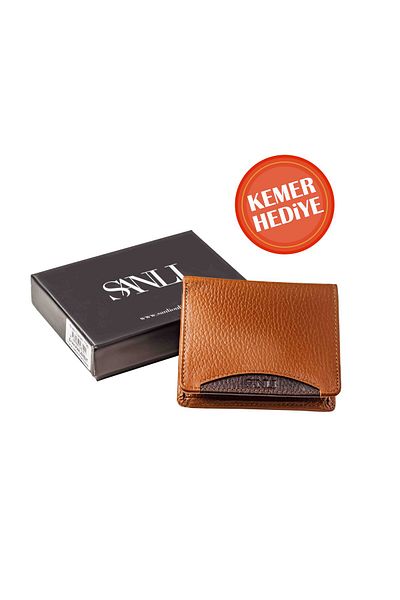 ŞANLI Online Мъжки портфейл от естествена кожа 1795, кафяв