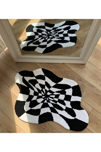 Sima Tufting Rug Dama Desenli El Yapımı Özel Tasarım Çok Amaçlı Ayna Önü Halı Banyo Paspası