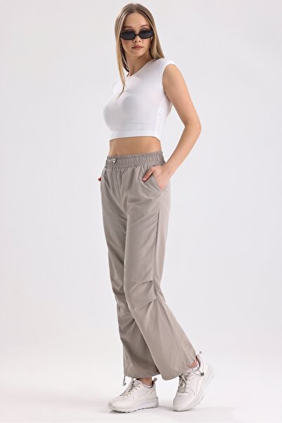 MD trend Women's Pleated Adjustable High Waist and Elastic Leg Parachute Pants