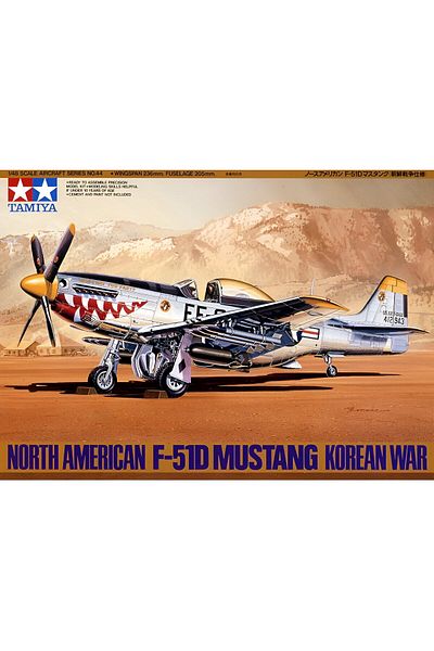 TAMIYA 1/48 N.American P-51D Mustang Korean War Plastic Aircraft Model Kit, Disassembled Hobby Set