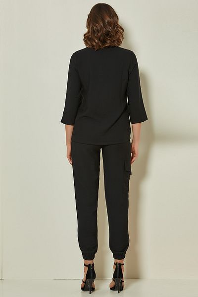Guitar Black Woven Trousers with Elastic Legs