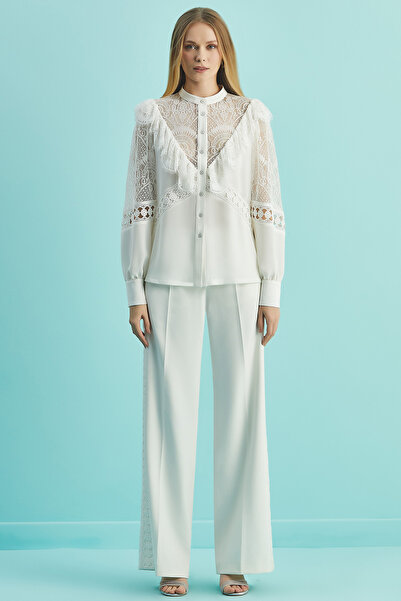 Guitar Uzun Kollu Ekru Dokuma Gömlek