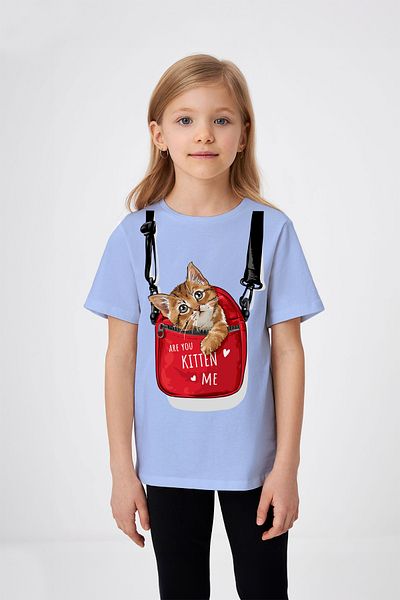 ADABEBEK Tricou imprimat cu pisici pentru fetiță într-o geantă