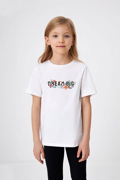 ADABEBEK Tricou pentru fetiță cu imprimeu cu flori scrise Dream Big