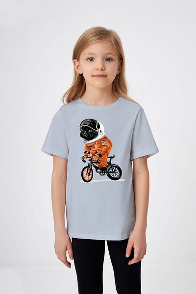 ADABEBEK Tricou pentru fetiță cu imprimeu pentru astronaut cu bicicletă