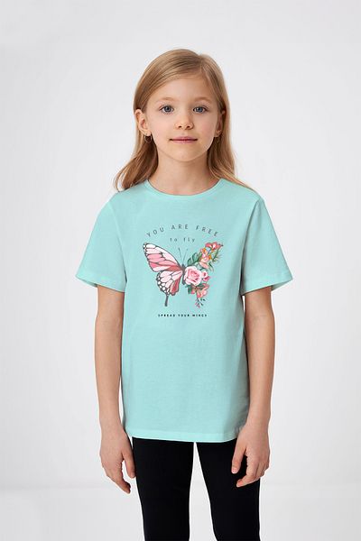 ADABEBEK Είστε ελεύθεροι με το μπλουζάκι Flying Girl's Butterfly Printed