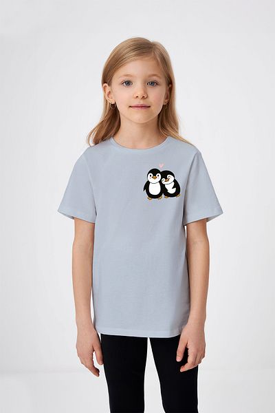 ADABEBEK Tricou pentru fetiță cu imprimeu cu inimă de cupluri pinguin