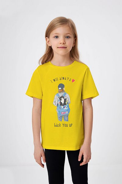 ADABEBEK Kitty Printed Girl's T-Shirt with Backpack