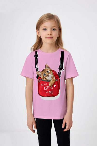 ADABEBEK Κοριτσίστικο μπλουζάκι με στάμπα Cat in Bag