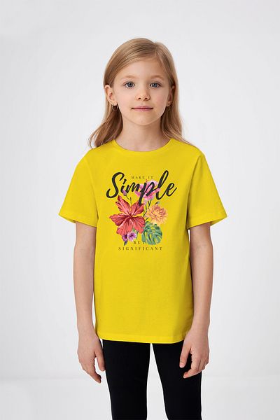 ADABEBEK Simple Written Flower Printed Girl's T-Shirt