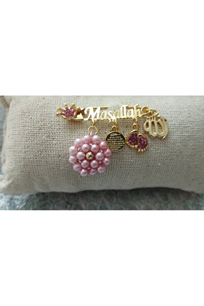 Galibarda Cevşenli Pembe Maşallah Bebek Yaka Iğnesi