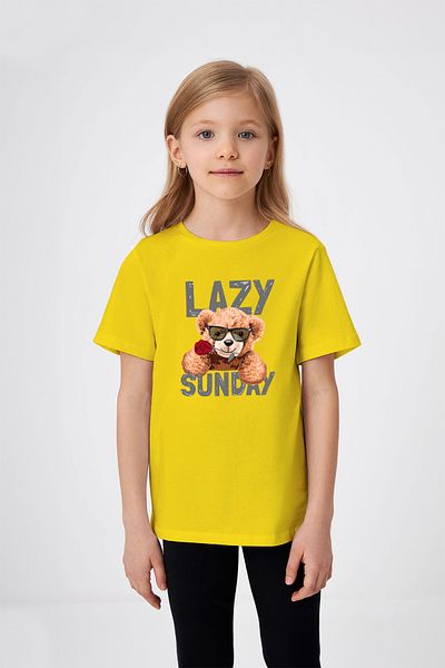 ADABEBEK Lazy Sunday Printed Girl's T-Shirt
