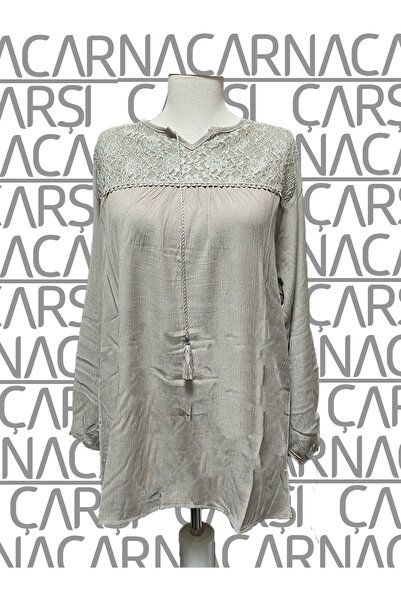 nacar çarşı Γυναικεία άνετη μπλούζα μονόχρωμη με λεπτομέρεια από κορδόνι