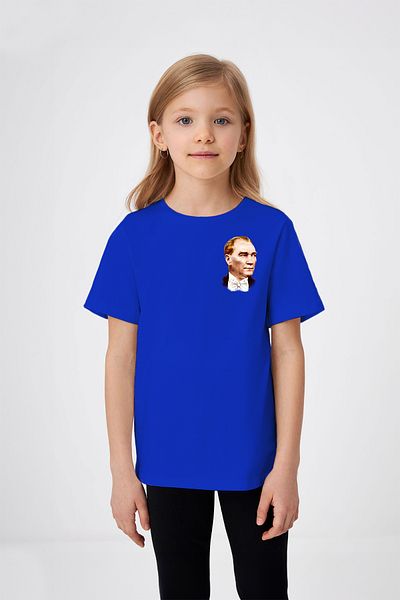 ADABEBEK Mustafa Kemal Atatürk Σχέδιο εμπριμέ μπλουζάκι για κορίτσι με παπιγιόν