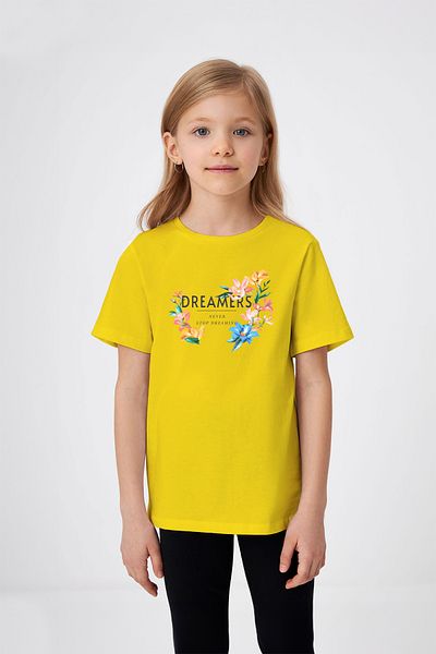 ADABEBEK Dreamers Never Stop Dreaming Girl's Flower Printed T-Shirt