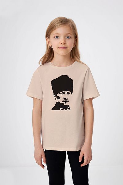 ADABEBEK Μαύρο μολύβι Mustafa Kemal Atatürk εμπριμέ μπλουζάκι για κορίτσι