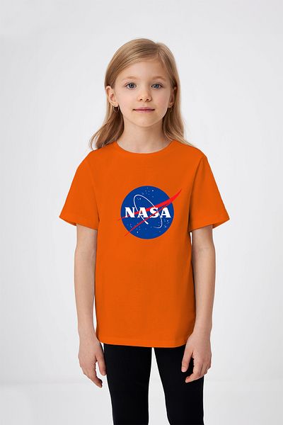 ADABEBEK Nasa Emblem Printed Girl's T-Shirt