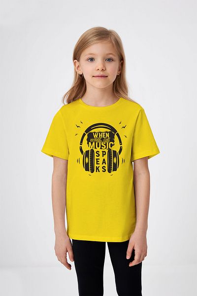 ADABEBEK Music Detailed Headphones Patterned Girl's T-Shirt