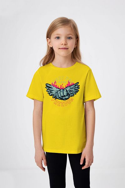 ADABEBEK Fight For Freedom Girl's T-Shirt with Angel Wing Print