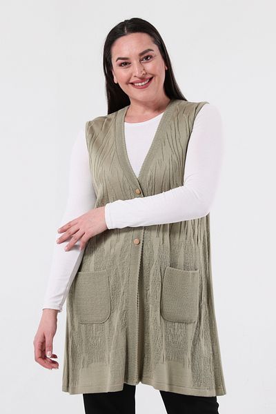 Laden Plus Size Women's Long Very Special Thin Knitwear Mother Seasonal Vest