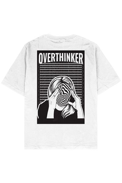 AyveGa Tricou unisex oversize alb Overthinker