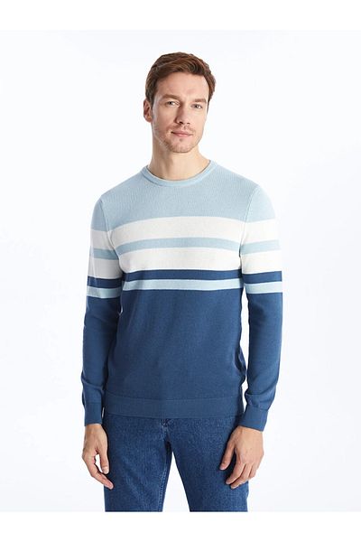 LC Waikiki LCWAIKIKI Classic - Pulover tricotat pentru bărbați, cu mânecă lungă, cu dungi
