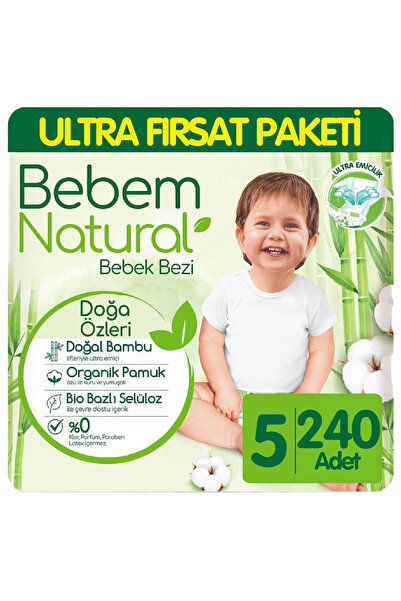 Bebem Natural Bebek Bezi Ultra Fırsat Paketi 5 Beden 80x3 240 Adet