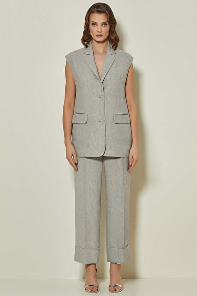 Guitar Duble Paça Gri Simli Pantolon