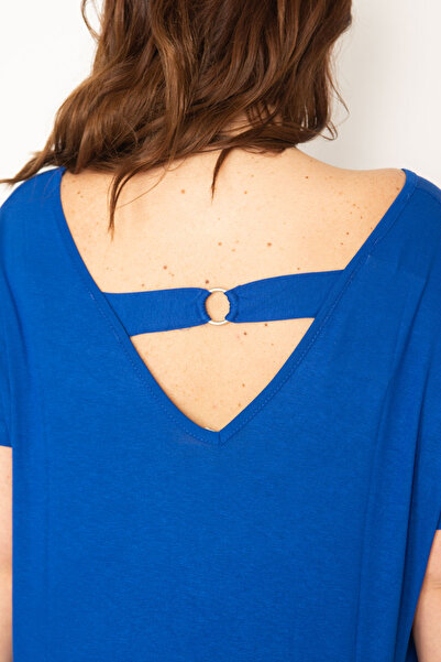 Şans Women's Large Size Saxe Backless Viscose Tunic 65n15439