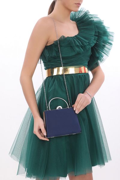 womenacs Rochie de seară plină de farmec de culoare albastru bleumarin, pochette portofoliu, geantă pentru femei, sezon nou