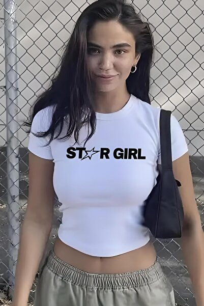 DEEFWEAR Crop Top fetita cu stea cu litere albe