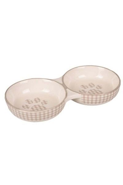 Flamingo Mylo Double Chamber Ceramic Cat and Dog Food and Water Bowl 2 Pieces 145 ml
