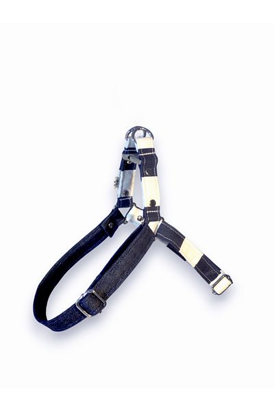 minart design Navy Blue White Thick Striped Denim Detailed Chest Collar