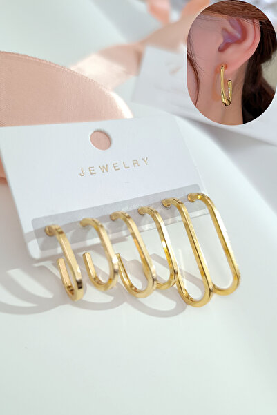 Diloshtrend Design Kadın Küpe 6'lı Set Dekoratif Gold