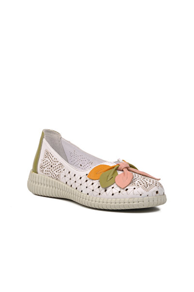 Venüs 2216111Y White-Powder Genuine Leather Women's Casual Shoes