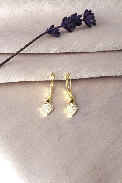 BY BARUN SİLVER Zirkon Taşlı Damla Model Halka 925 Ayar Gümüş Küpe