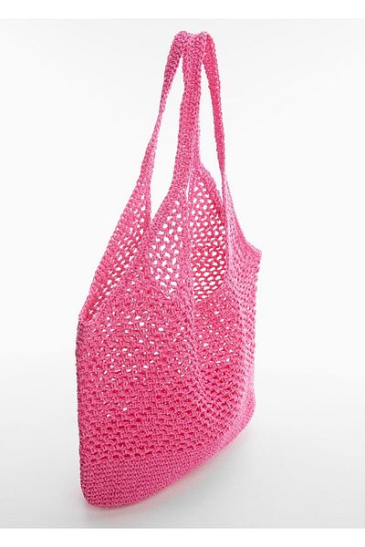 MANGO Woman Natural fiber drawstring bag