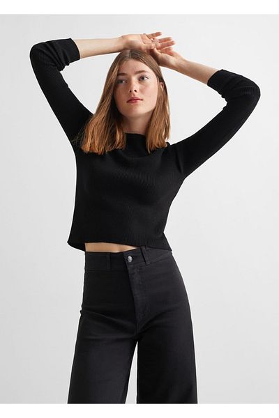 Mango Teen Tricou Negru Pentru Copii