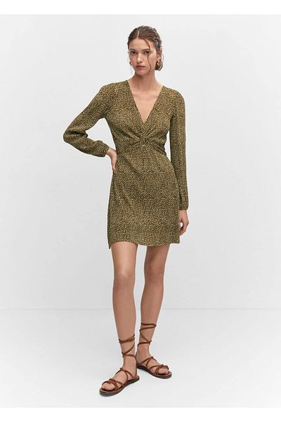 MANGO Woman Short Knot Detailed Dress