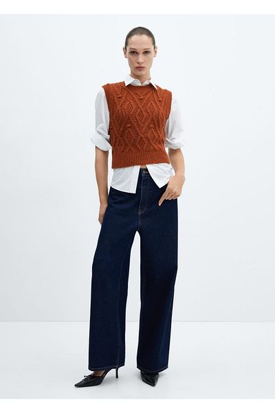 MANGO Woman Vestă groasă tricotată