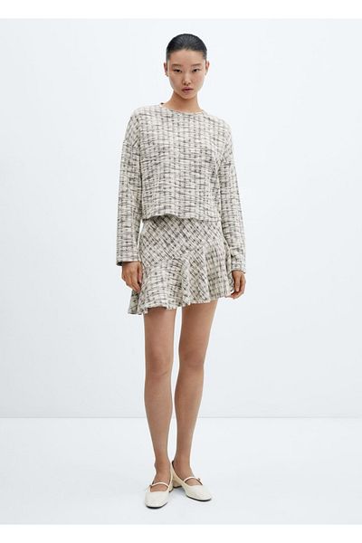 MANGO Woman Round Neck Tweed Sweater