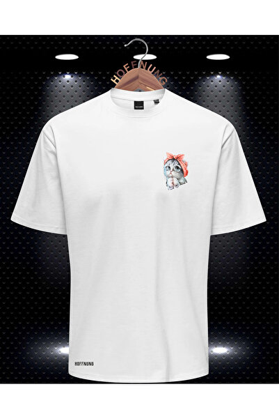 HOFFNUNG Πολύχρωμο μπλουζάκι γατάκι Unisex - Εκτύπωση Unisex