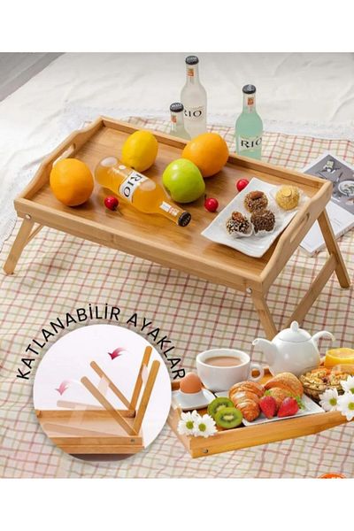 Bamboo Large Size Folding Pedestal Bamboo Bed Enjoyment Tray, 50cm *35Cm Portable Tray