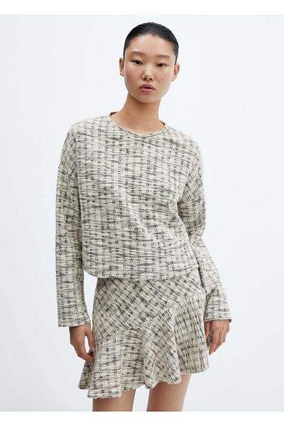 MANGO Woman Round Neck Tweed Sweater